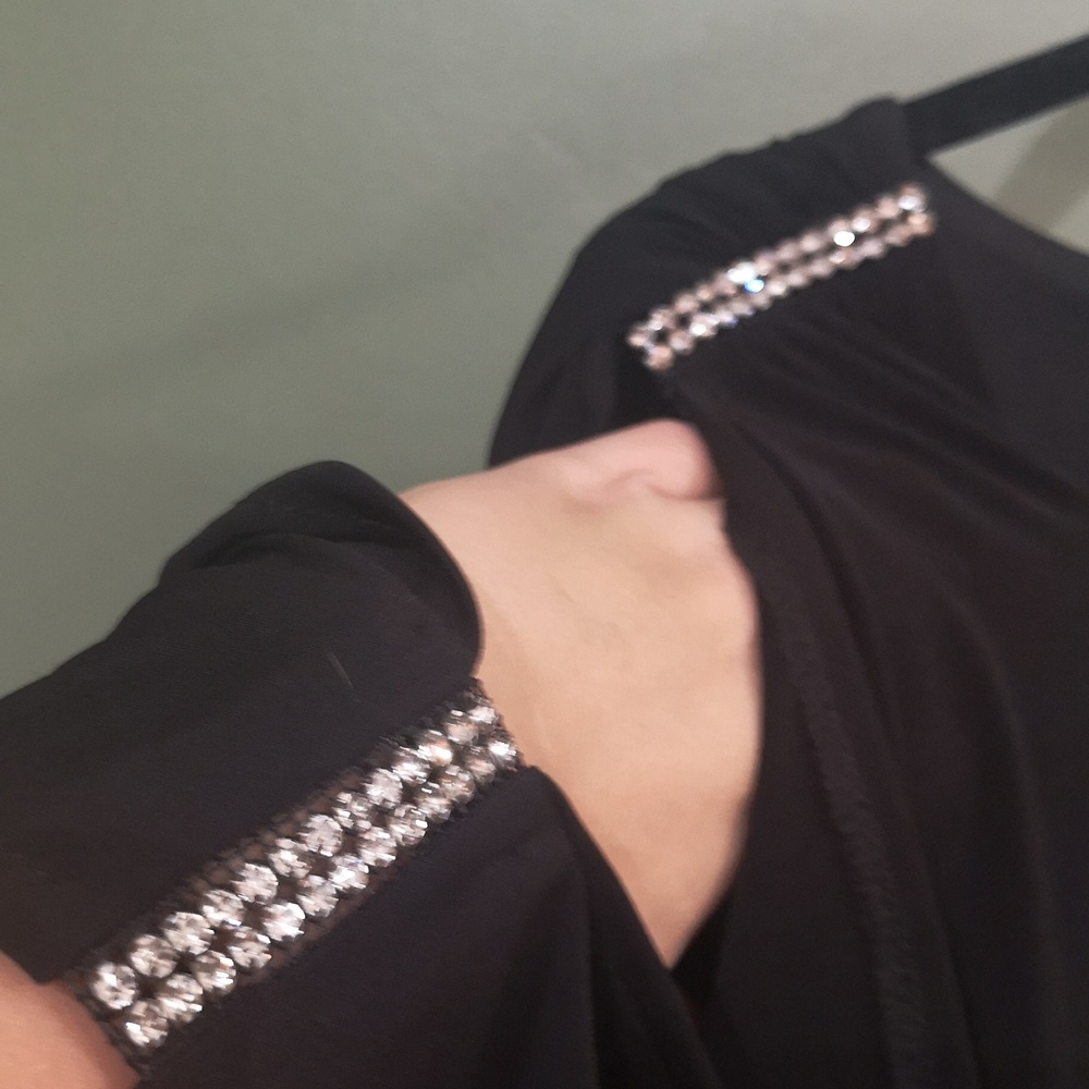 Jessica Embellished Cold Shoulder Lined Batwing Midi Dress Faux Rhinestone 16W - Picture 3 of 7